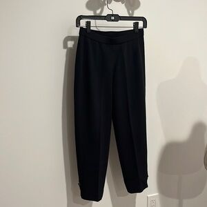 NWOT St. John Collection black ankle-detail cropped knit trousers, size 2